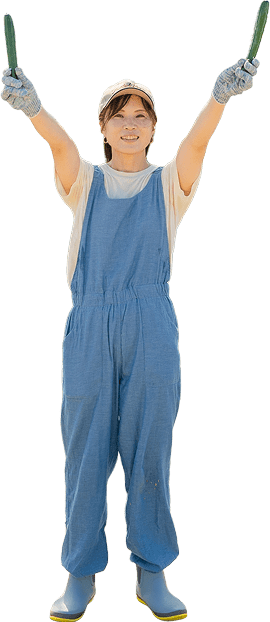 両手を上げて呼びかける女性。吹き出しに「ぜひ、お立ち寄りください！」